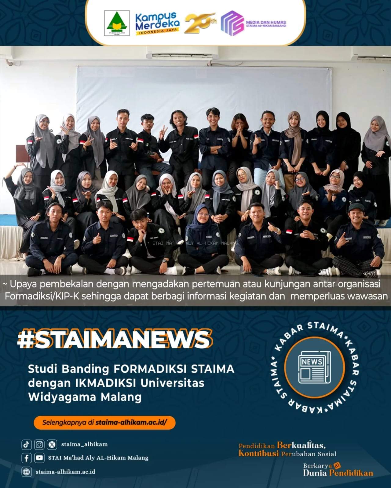 Membangun Sinergi : Studi banding FORMADIKSI STAIMA dengan IKMADIKSI Universitas Widyagama Malang