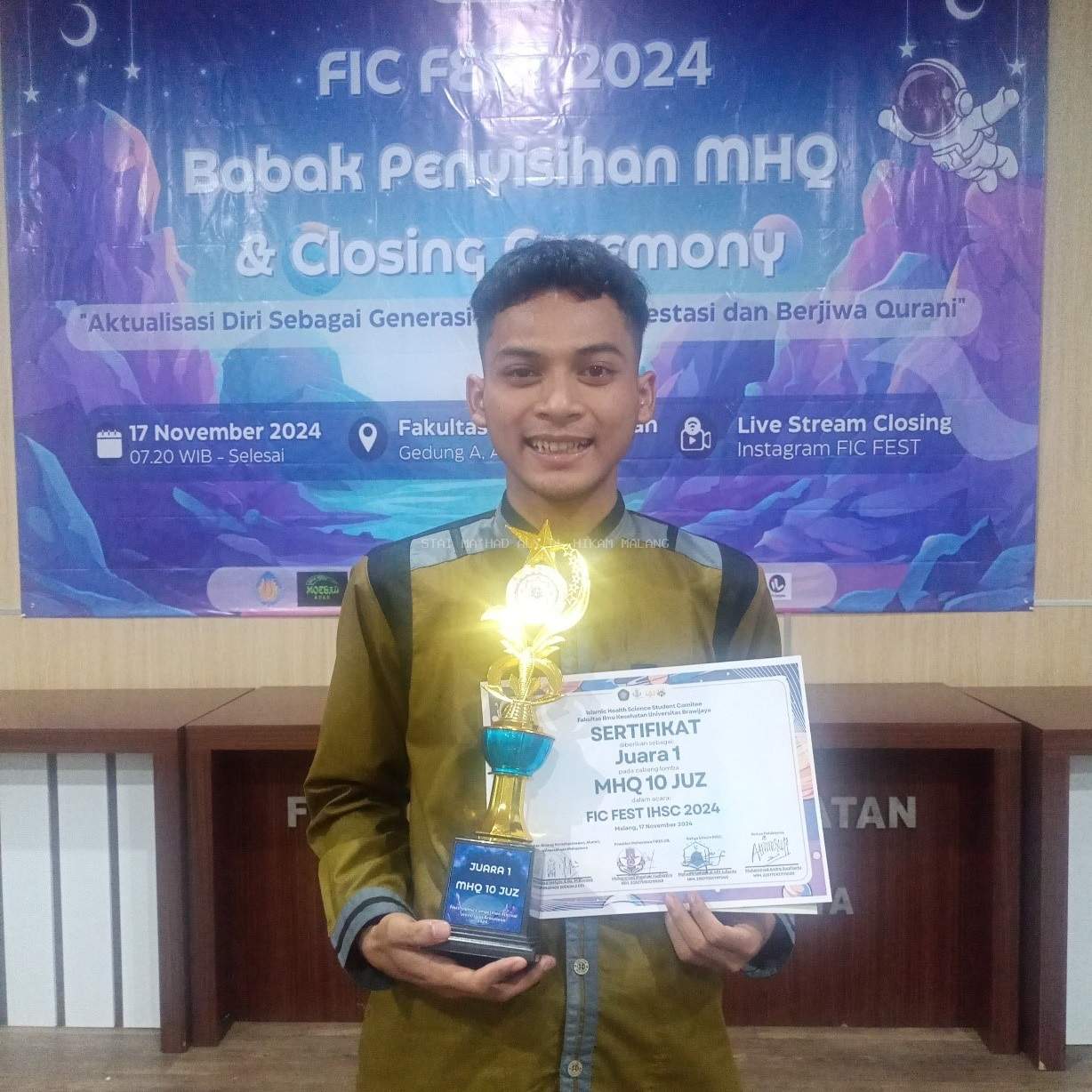 Mahasiswa STAIMA Al-Hikam Juara 1 MHQ 10 Juz di FIC Fest 2024 UB