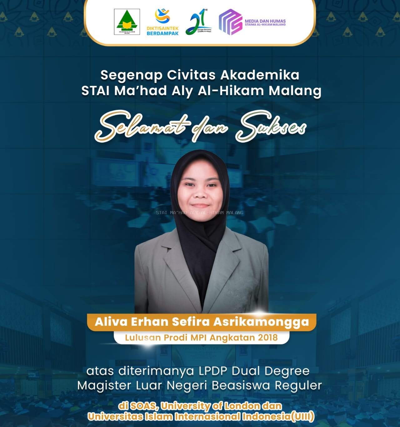 Lulusan MPI STAIMA Al-Hikam Malang Raih Beasiswa LPDP Dual Degree ke Inggris dan Indonesia