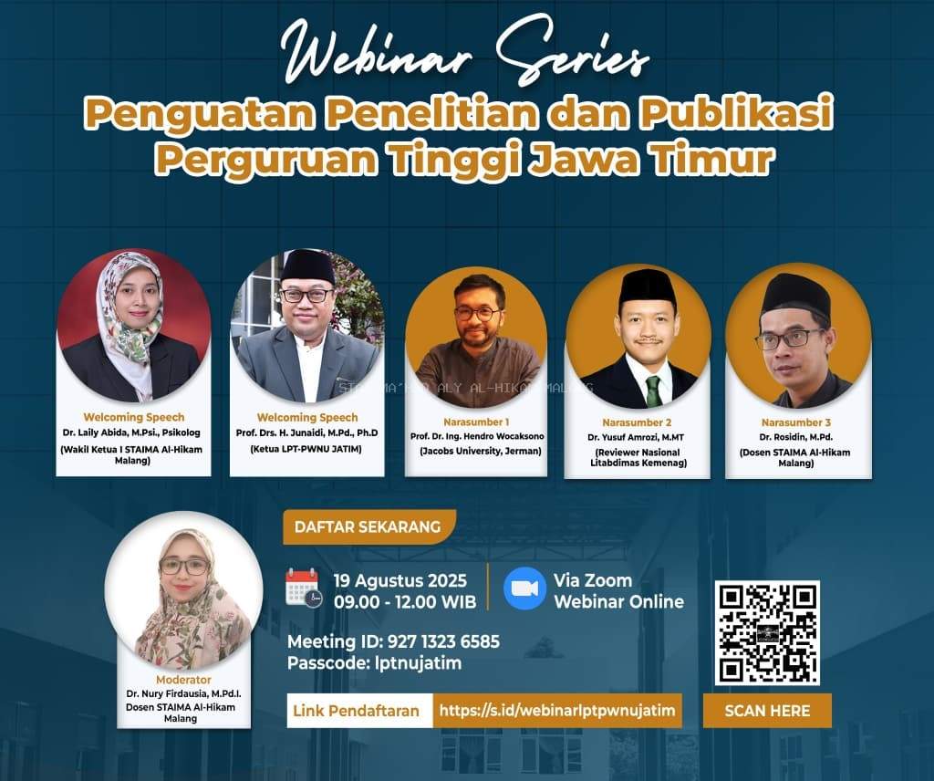 STAIMA Al-Hikam Malang Gelar Webinar Penguatan Penelitian dan Publikasi Perguruan Tinggi Jawa Timur