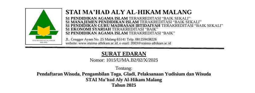 STAIMA Al-Hikam Malang Umumkan Jadwal Pelaksanaan Wisuda 2025